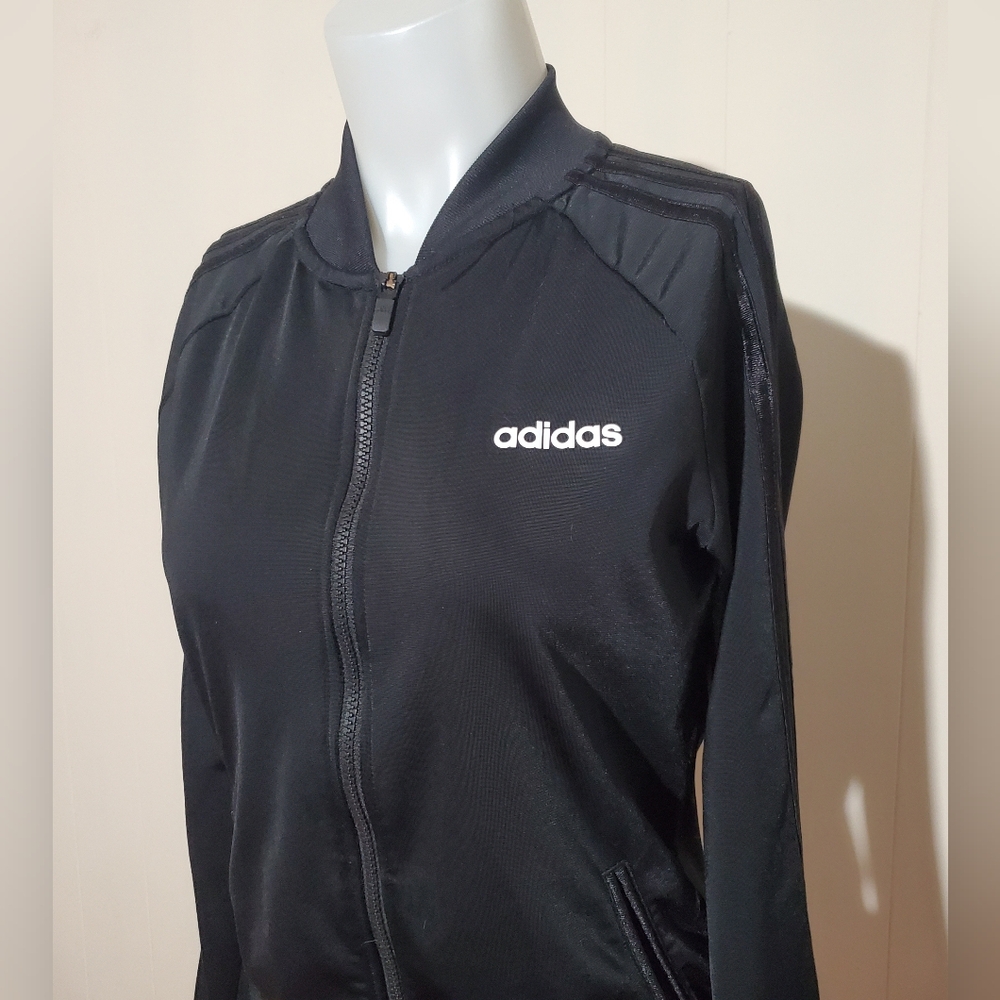Adidas Black Dazzle Stripe Track Jacket with Ribbed Collar - Picture 7 of 7